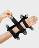 Fastening straps with micro touch fasteners Palmar Xtec Rhizo wrist orthosis is fixed in place with micro touch fasteners